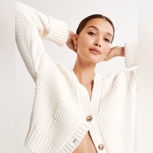Abercrombie Cotton Blend Seed Stitch Cardigan Knit